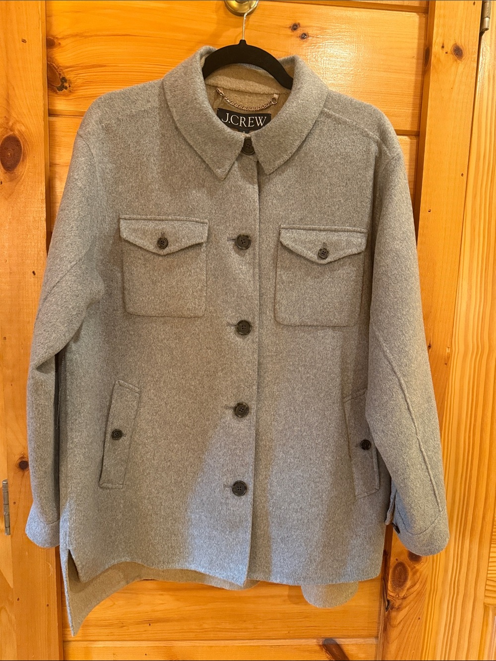 NWT! 🩶 J. Crew Double Faced Wool Shacket, Grey/Camel, Size M - Picture 5 of 9